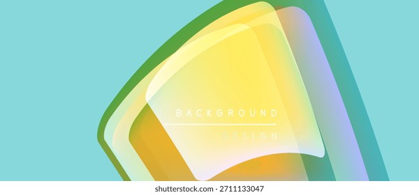 Las capas Abstractas crean un diseño vibrante. Los Gradientes suaves se mezclan, formando un elemento visual dinámico contra el fondo azul claro. Estética moderna y limpia.