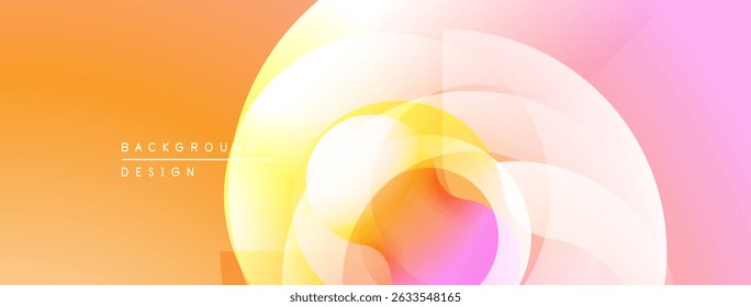 Abstract layers create vibrant gradient. Soft orange, yellow, pink hues blend seamlessly. Modern design for digital backgrounds.