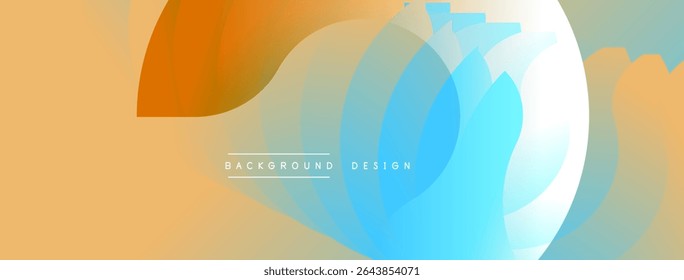 Abstract layers, flowing shapes, warm cool tones create dynamic visual effect. Minimalist design suitable for backgrounds, headers.