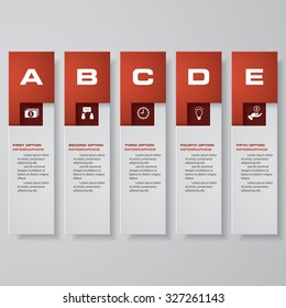 Abstract layout with 5 steps clean number banners template/graphic or website layout. Vector.