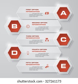 Abstract layout with 5 steps clean number banners template/graphic or website layout. Vector.