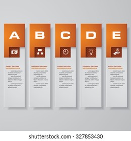 Abstract layout with 5 steps clean number banners template/graphic or website layout. Vector.