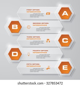 Abstract layout with 5 steps clean number banners template/graphic or website layout. Vector.