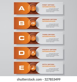 Abstract layout with 5 steps clean number banners template/graphic or website layout. Vector.