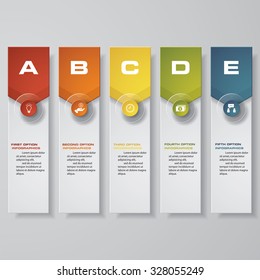 Abstract layout with 5 steps clean number banners template/graphic or website layout. Vector.