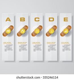 Abstract layout with 5 steps clean number banners template/graphic or website layout. Vector.