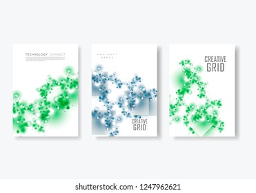 Abstract layout A4 format cover design templates for brochure, flyer, report, presentation with connecting lines and dots background.