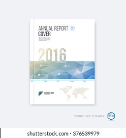 Abstract layout brochure, cover annual report template, magazine, flyer or booklet design in A4 with light blue and sand geometric shapes on polygonal background. Vector Illustration.