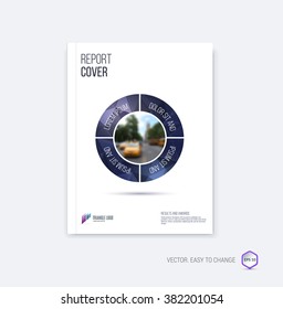 Abstract layout brochure template, cover design annual report, magazine, flyer or booklet in A4 with grey green round geometric shapes on polygonal background. Vector Illustration.