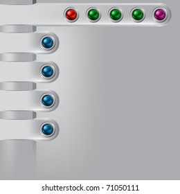 abstract layout with color buttons on silver background