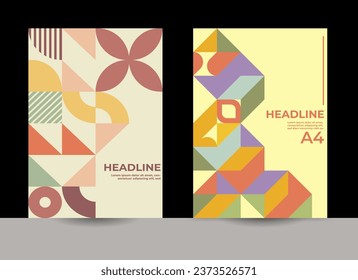 Abstraktes Layout, Bauhaus-Design, geometrischer Hintergrund, Pastellfarbendesign 