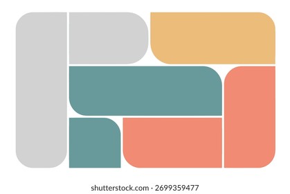 Abstract layout design template. Creative background with rounded rectangle elements. Modern geometric composition for display.