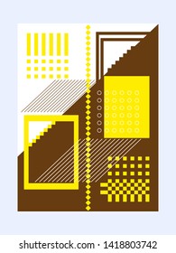 Abstract layout of geometric shapes of brochure cover for presentation or publication of creative concepts or poster for exhibition or shop 