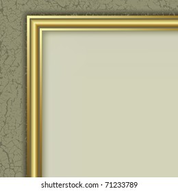 abstract layout with golden frame on cracked background