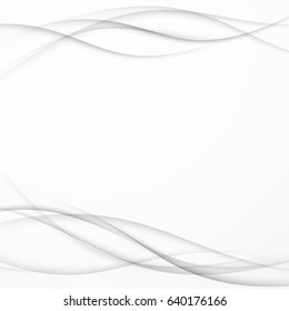 Abstract layout with swoosh lines. Grey halftone elegant soft gradient shadow motion waves over light white background. Modern composition. Vector illustration