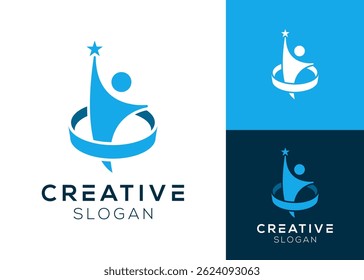 Abstract leader with star logo design for community, leaders and achievement