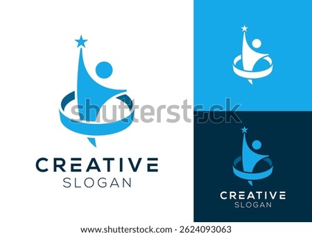 Abstract leader with star logo design for community, leaders and achievement