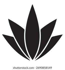 Abstraktes Blatt- oder Agave-Pflanzen-Symbol - Minimales Natursymbol in schwarzer Silhouette