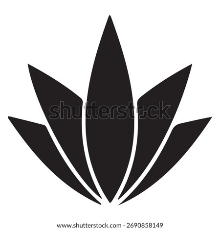 Abstract Leaf or Agave Plant Icon — Minimal Nature Symbol in Black Silhouette