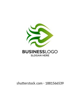 Plantilla de diseño de logotipo de hoja abstracta y flecha