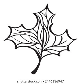 Abstract Leaf autumn Vector line Icon. Vintage Minimal Style Illustration for kids book design or web, logo eco product