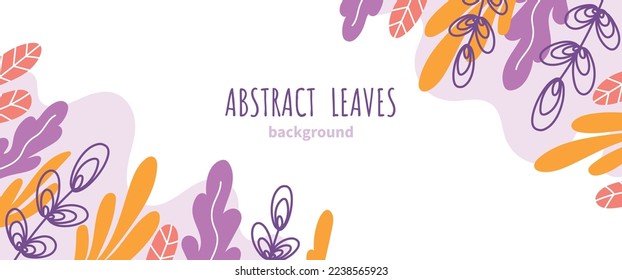 Antecedentes de la hoja abstracta. Afiche, portada o banner para el sitio web, creatividad minimalista y arte. Símbolo de primavera y verano. La estética y el concepto de elegancia. Dibujo vectorial plano de dibujos animados