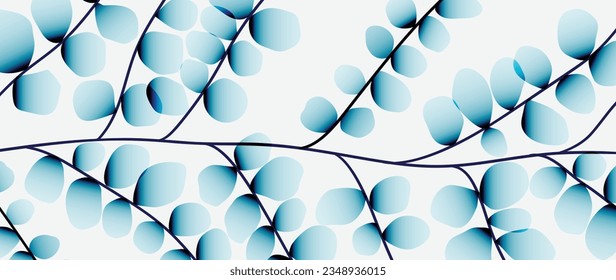 Abstract leaf background vector. Natural botanical eucalyptus leaf branch with watercolor texture. Design illustration for decoration, wall decor, wallpaper, cover, banner, poster, card.