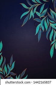 Abstract leaf background.Blue tone.vector illustration. 