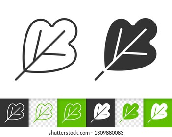 Abstract Leaf black linear and silhouette icons. Thin line sign of plant. Foliage outline pictogram isolated on white, transparent background. Vector Icon shape. Leaf of tree simple symbol closeup