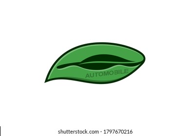 Abstract leaf with car design concept, modern simple and unique logo.