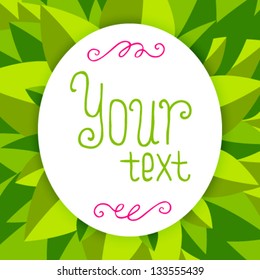 Abstract leaf card background. Postcard template with place for your text.