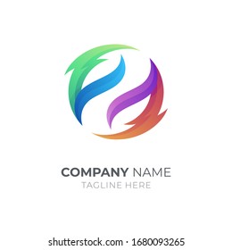 Abstract leaf circle logo design vector