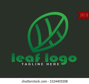Abstract Leaf design Logo vector template linear style, simple and attractive