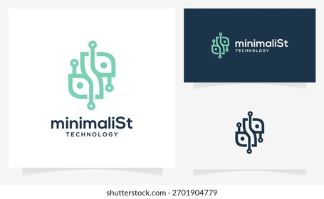 Ideas de diseño de logotipo de conexión digital de hoja Abstractas. Plantilla de íconos basada en el crecimiento tecnológico del Vector creativo.	
