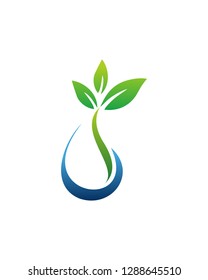 Abstract Leaf Drop water Logo Template