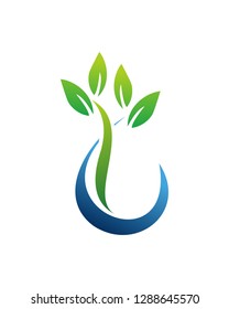 Abstract Leaf Drop water Logo Template