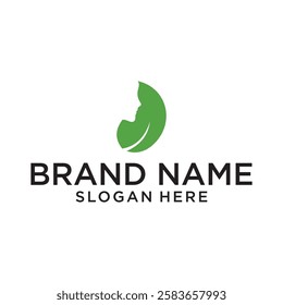 Abstract leaf and drop woman face pure lady natural logo design