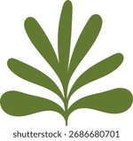 An abstract leaf with elongated shapes in a clean vector style. The design features symmetrical organic forms resembling a stylized plant. Cartoon vector illustration.