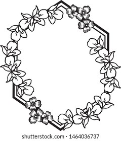 Abstract leaf floral frame element, on white background. Vector