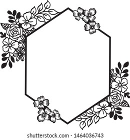 Abstract leaf floral frame element, on white background. Vector