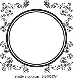 Abstract leaf floral frame element, on white background. Vector