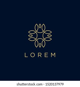 Abstract leaf flower logo design icon vector creative premium symbol vector sign.