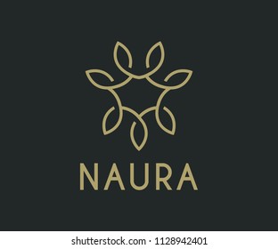 Abstract leaf flower logo icon vector design template