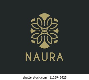 Abstract leaf flower logo icon vector design template
