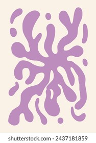 Abstract leaf and flower poster. Hand drawn flowers infantile style. Organic doodle shapes Matisse style, naive art, contemporary backgrounds. Botanic vector illustration