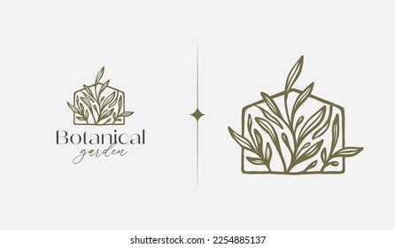 Abstract Leaf Flower Tree Logo Template. Universal creative premium symbol. Vector illustration. Creative Minimal design template. Symbol for Corporate Business Identity