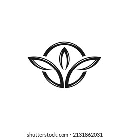 Abstract Leaf Flower Vector Icon Logo Design. Simple Symbol