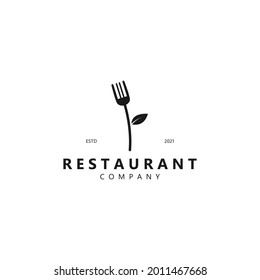 Abstraktes Blatt-Gabel-Design mit Retro-Konzept. schwarze Textur. für Restaurantlogos, Speisen und Marken. Vintage-Logo-Vorlagen.