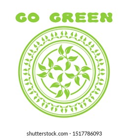 Abstract leaf frame logo. Go green.