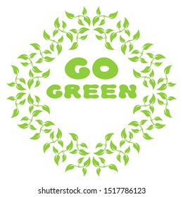 Abstract leaf frame logo. Go green.